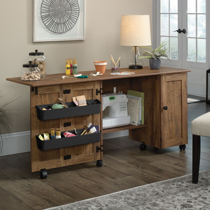 Brett 40.08” 3 Shelf Sewing and Craft Cart with Casters – Vintage Oak