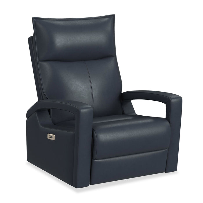 Carlos 31\" Top-Grain Genuine Leather Power Reclining Chair with Glider and Swivel – Blue  