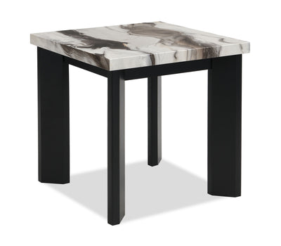 Carra 22" Modern End Table with Marble-Look Top - Black | Table de bout moderne Carra de 22 po avec dessus en imitation de marbre - noire