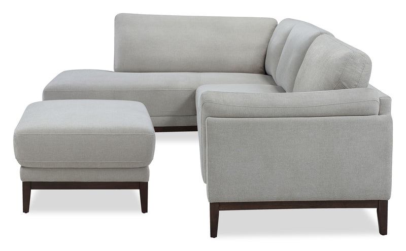 Horizon 2-Piece Left-Facing Fabric Sectional with Wood Base and Legs - Grey