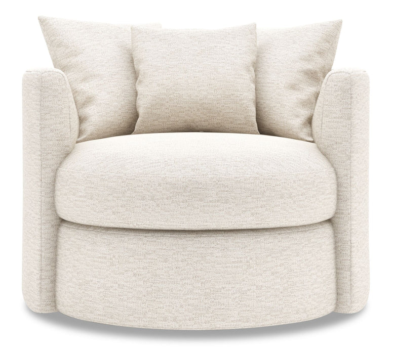 Made in Canada Sofa Lab Customizable Nest 36\" Fabric Swivel Accent Chair – Chenille White 