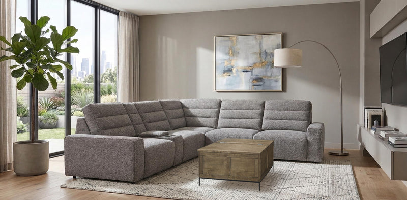 Shaquille O’Neal Home Prestige 6-Piece Sectional with Power Reclining – Grey