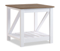 Ridge 22” Rustic End Table with Shelf - Walnut Oak & White