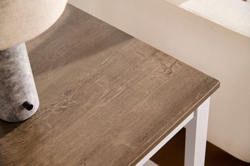 Ridge 22” Rustic End Table with Shelf - Walnut Oak & White