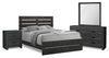 Soren 6pc Bedroom Set with Slat Panel Bed, Dresser, Mirror & Nightstand, Graphite Grey - Queen Size