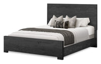 Soren Panel Bed with Headboard & Frame, Graphite Grey - Queen Size 