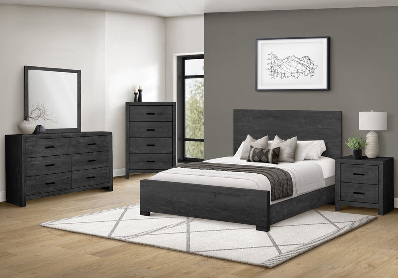Soren 6pc Bedroom Set with Panel Bed, Dresser, Mirror & Nightstand, Graphite Grey - Queen Size