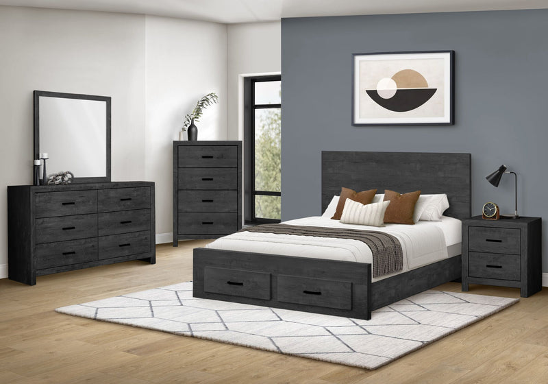 Soren 5pc Bedroom Set with Storage Bed, Dresser & Mirror, Graphite Grey - Queen Size