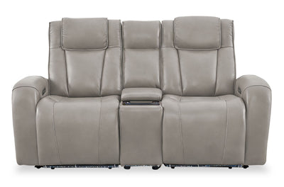 Shaquille O’Neal Home Titan 81" Genuine Leather Power Reclining Loveseat with Shaq-o-pedic Comfort – Slate  | Causeuse à inclinaison électrique Titan de Shaquille O’Neal Home de 81 po en cuir véritable avec confort Shaq-o-pedic - ardoise  | TITASLPL
