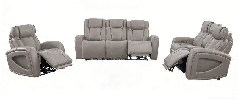 Shaquille O’Neal Home Titan 92\" Genuine Leather Power Reclining Sofa with Shaq-o-pedic Comfort – Slate 