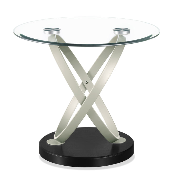 Vikki 26\" Modern Round Glass Top End Table - Glass with Metal Base