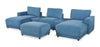 Voyage Modular 6-Piece Left-Facing Fabric Sectional with Console and Ottoman – Blue | Sofa sectionnel modulaire de gauche Voyage 6 pièces en tissu avec console et pouf - bleu