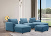 Voyage Modular 6-Piece Left-Facing Fabric Sectional with Console and Ottoman – Blue | Sofa sectionnel modulaire de gauche Voyage 6 pièces en tissu avec console et pouf - bleu