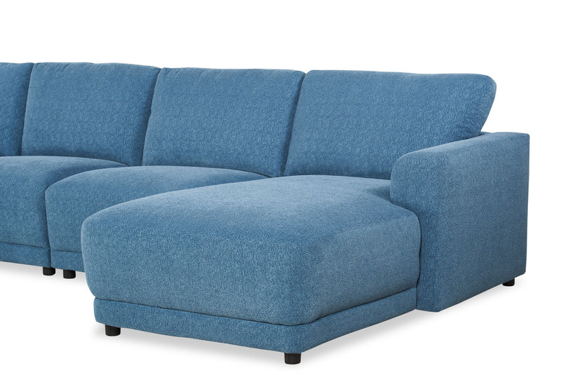 Voyage Modular 4-Piece U-Shaped Fabric Sectional with Removable Back Cushions – Blue