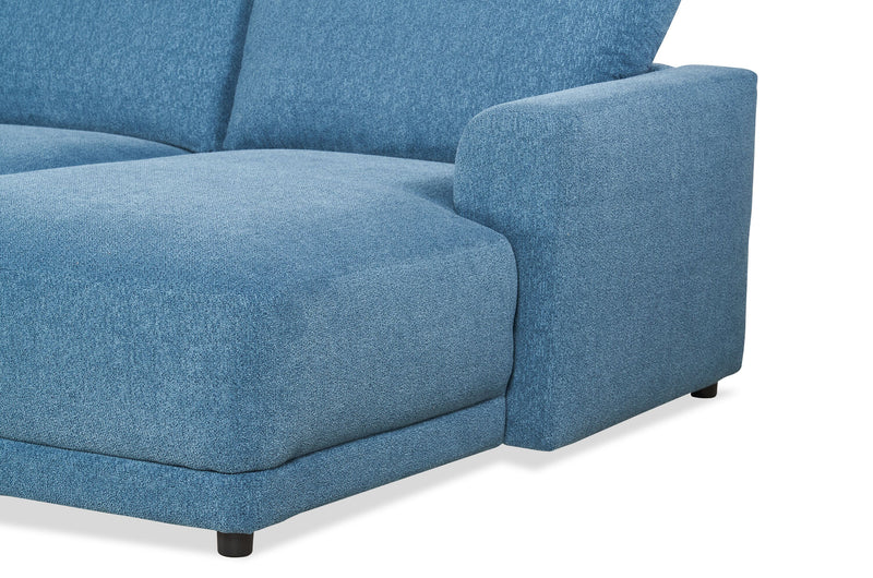 Voyage Modular 4-Piece U-Shaped Fabric Sectional with Removable Back Cushions – Blue