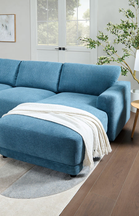 Voyage Modular 4-Piece U-Shaped Fabric Sectional with Removable Back Cushions – Blue