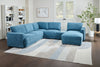 Voyage Modular 6-Piece Right-Facing Fabric Sectional with Console and Removable Back Cushions – Blue | Sofa sectionnel modulaire de droite Voyage 6 pièces en tissu avec console et coussins de dossier amovibles - bleu