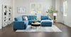Voyage Modular 6-Piece Right-Facing Fabric Sectional with Console and Removable Back Cushions – Blue | Sofa sectionnel modulaire de droite Voyage 6 pièces en tissu avec console et coussins de dossier amovibles - bleu