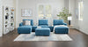 Voyage Modular 6-Piece Left-Facing Fabric Sectional with Console and Ottoman – Blue | Sofa sectionnel modulaire de gauche Voyage 6 pièces en tissu avec console et pouf - bleu