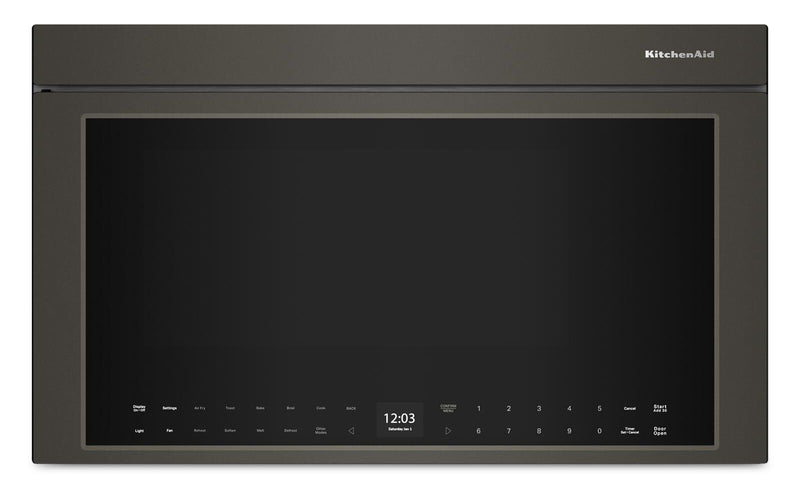 KitchenAid Multifunction Smart Flush Mount Over-the-Range Microwave Oven - Black Ore - YKMMF530PBE