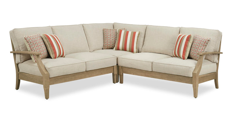 Juno 3-Piece Outdoor Patio Set with 2 Loveseats & Corner Chair - Weather Resistant - Natural/Beige