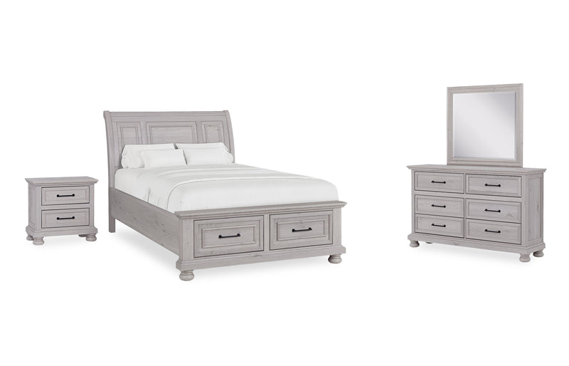 Kylie 6pc Bedroom Set with Storage Bed, Dresser, Mirror & Nightstand, Sand - Full Size