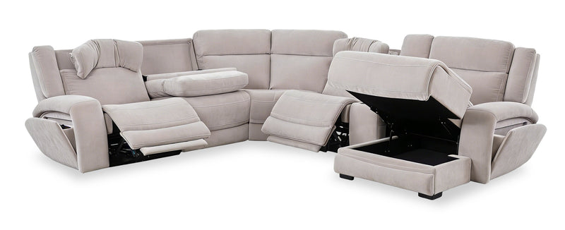 Shaquille O’Neal Home Legacy 6-Piece Right-Facing Power Reclining Sectional with Shaq-o-pedic Comfort - Grey 