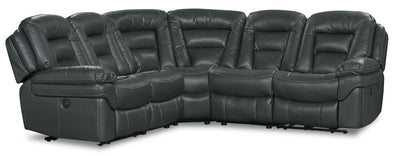 Leo 5-Piece Leather-Look Fabric Power Reclining Sectional - Grey | Sofa sectionnel à inclinaison électrique Leo 5 pièces en tissu d’apparence cuir - gris