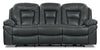 Leo 87.5\" Leather-Look Fabric Power Reclining Sofa - Grey