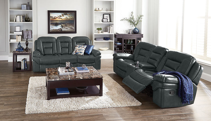 Leo 87.5\" Leather-Look Fabric Power Reclining Sofa - Grey