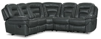 Leo 5-Piece Leather-Look Fabric Reclining Sectional - Grey 
