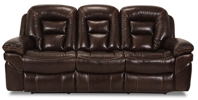 Leo 87.5" Genuine Leather Reclining Sofa - Walnut Brown | Sofa inclinable Leo de 87,5 po en cuir véritable - brun noyer