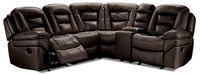 Leo 5-Piece Leather-Look Fabric Reclining Sectional with Storage Console and Dual Cupholders - Walnut Brown 