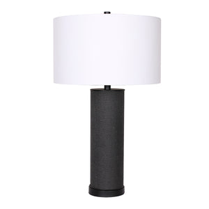 Black 25” Textured Linen Table Lamp