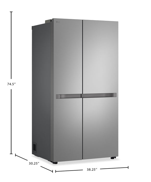 LG 36\" 23 Cu. Ft. Counter-Depth Side by Side Refrigerator - Prime Silver - LS23NCP20V