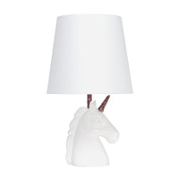 Simple Designs Sparkling Rainbow Unicorn Table Lamp - White