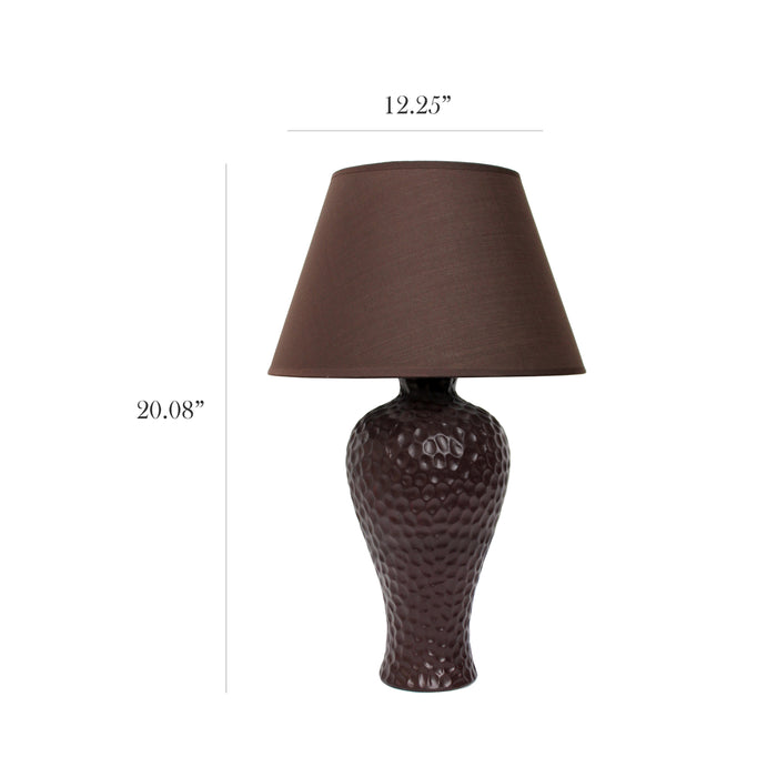 Simple Designs Textured Stucco Curvy Ceramic Table Lamp - Brown