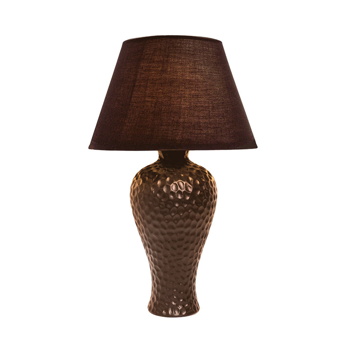 Simple Designs Textured Stucco Curvy Ceramic Table Lamp - Brown