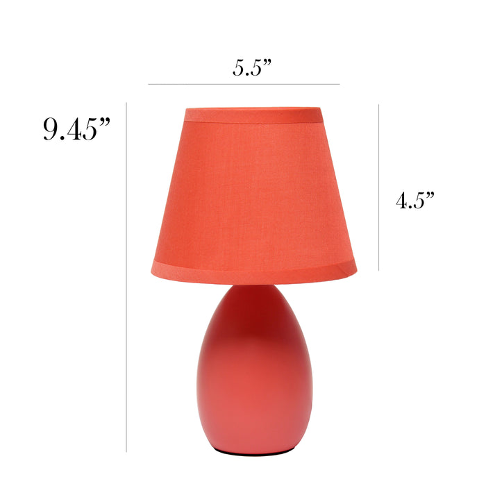 Simple Designs Mini Egg Oval Ceramic Table Lamp - Orange