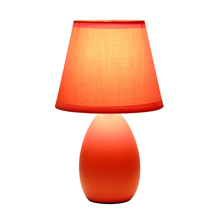 Simple Designs Mini Egg Oval Ceramic Table Lamp - Orange