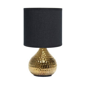 Simple Designs Hammered Gold Drip Mini Table Lamp - Black