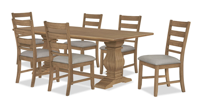 Maple 7pc Dining Set with Table and 6 Chairs, 84”W – Natural 