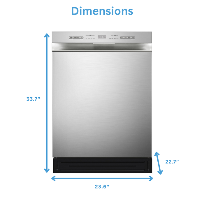 Midea 24\" Front-Control Dishwasher with Interior Light - MDF24P2BST