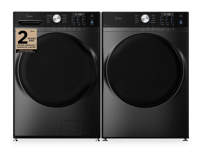 Midea 5.2 Cu. Ft. Front Load Washer with Steam Care and 8.0 Cu. Ft. Tumble Dryer - Grey