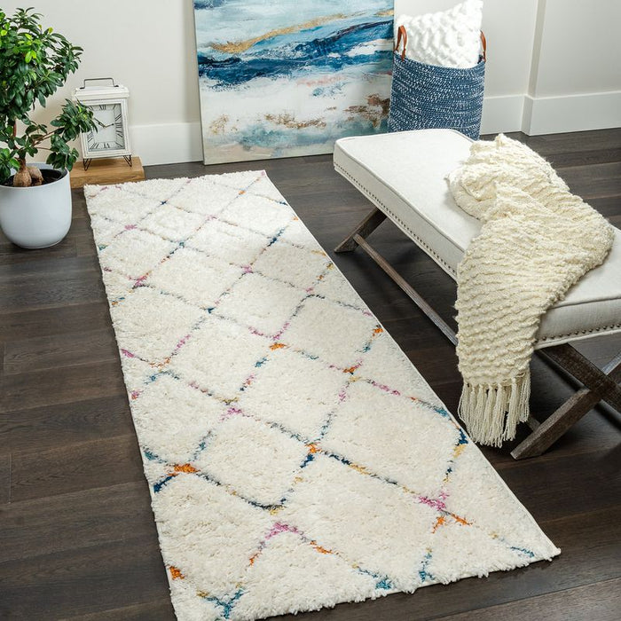 Lola Lattice Large Shag Area Rug - 2'7\" x 8'