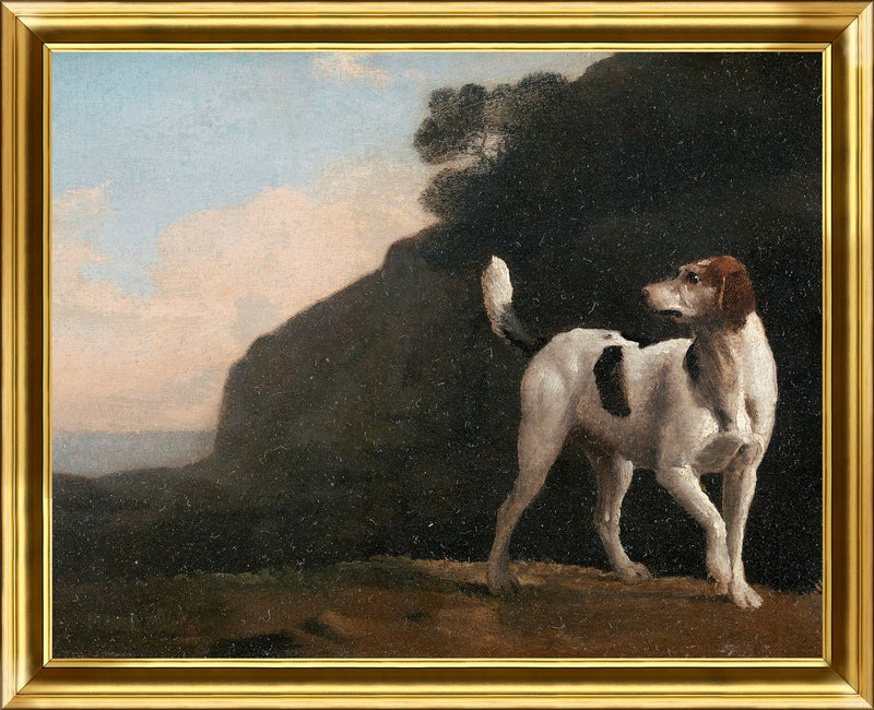 Vintage Dog Framed Stucco Textured Artwork - 11\" x 13\"