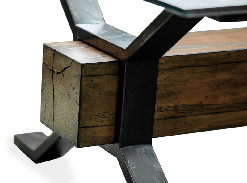Newton 47.75\" Coffee Table with Glass Top - Toasted Nutmeg