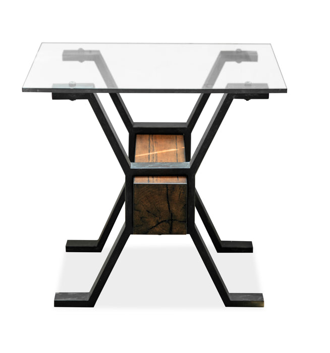 Newton 26\" End Table with Glass Top - Toasted Nutmeg