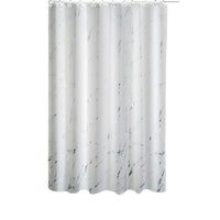 Polyester Silver Foil Marble Printed Shower Curtain White