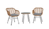 Manhattan Comfort Antibes 1.0 Steel Rattan 3-Piece Patio Conversation Set - Grey
